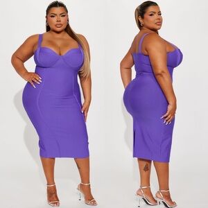 honey bandage midi dress [purple].